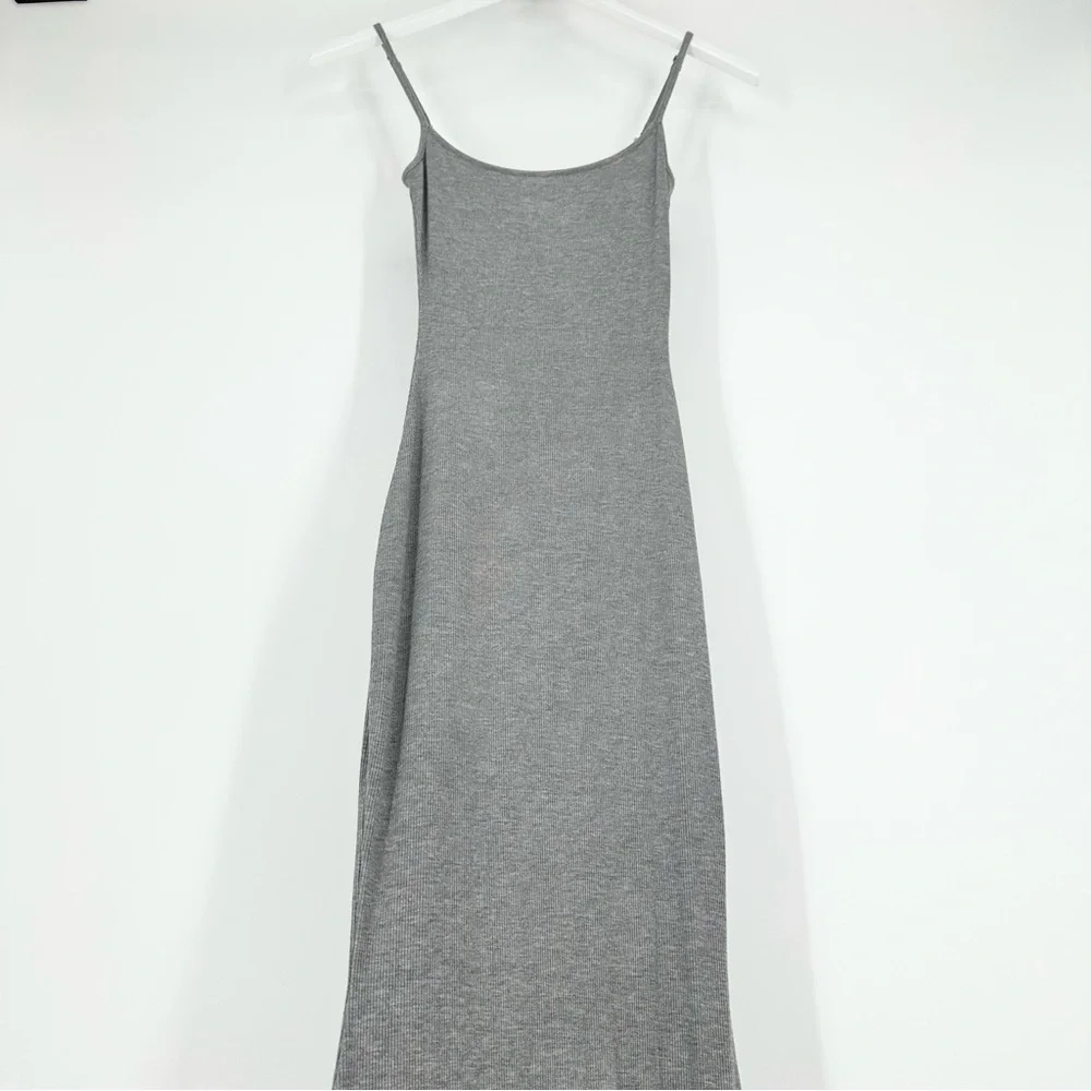 Skims Soft Lounge Heather Grey Long Maxi Slip Dress - Picture 9 of 15